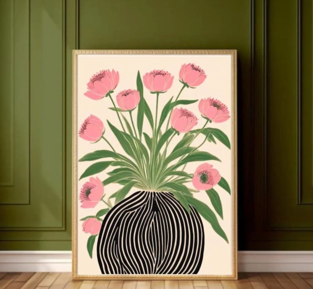 Vase Decor - Çerçevesiz Bir Çiçek Posteri, Malzeme Duvar