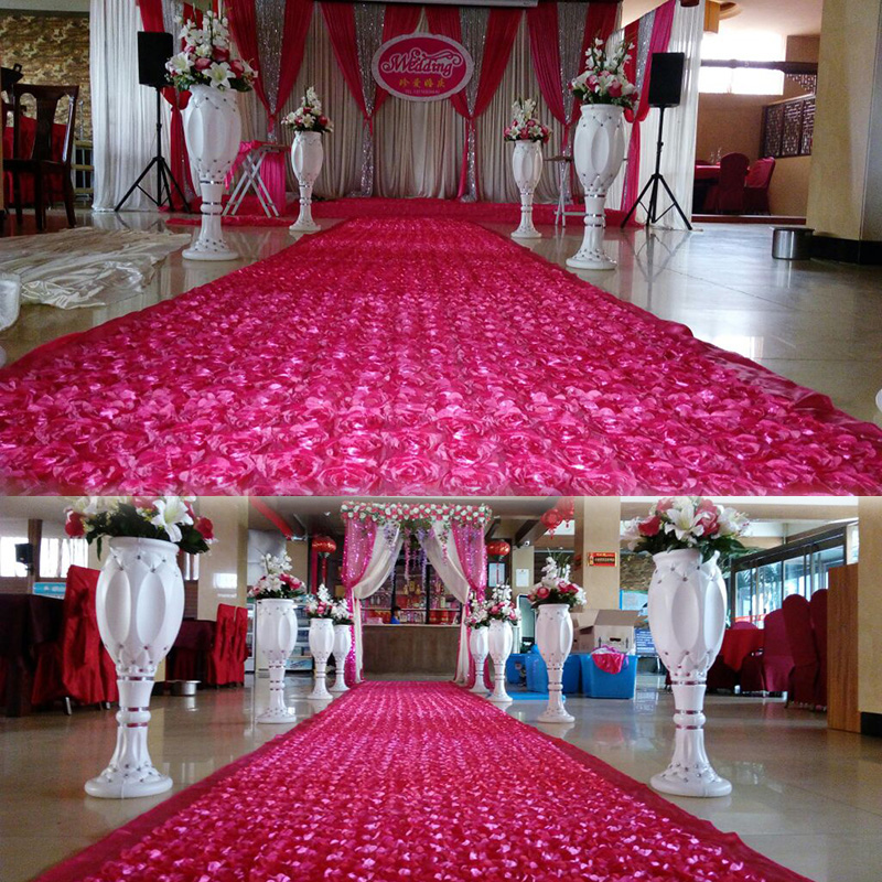 Table Runner - 10Yard Saten Kumaş 3D Gül Çiçek
