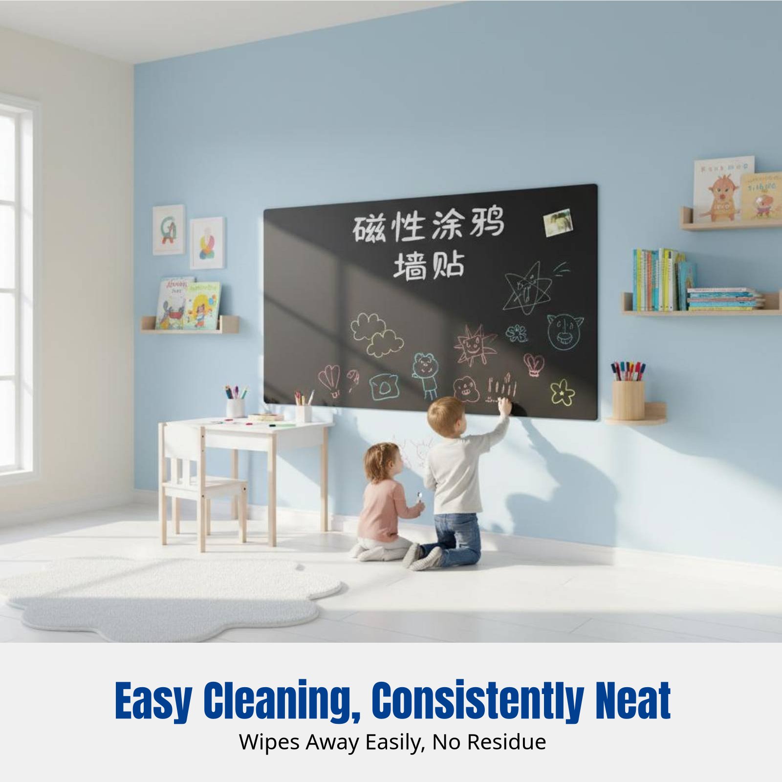 Wall Sticker - Çocuklar için Beyaz Tahta Duvar Çıkartması,