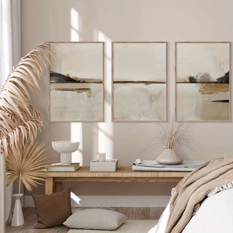 3'lü Set Nötr Soyut Geometrik  - Abstract Canvas Set incelemesi ve fiyatı