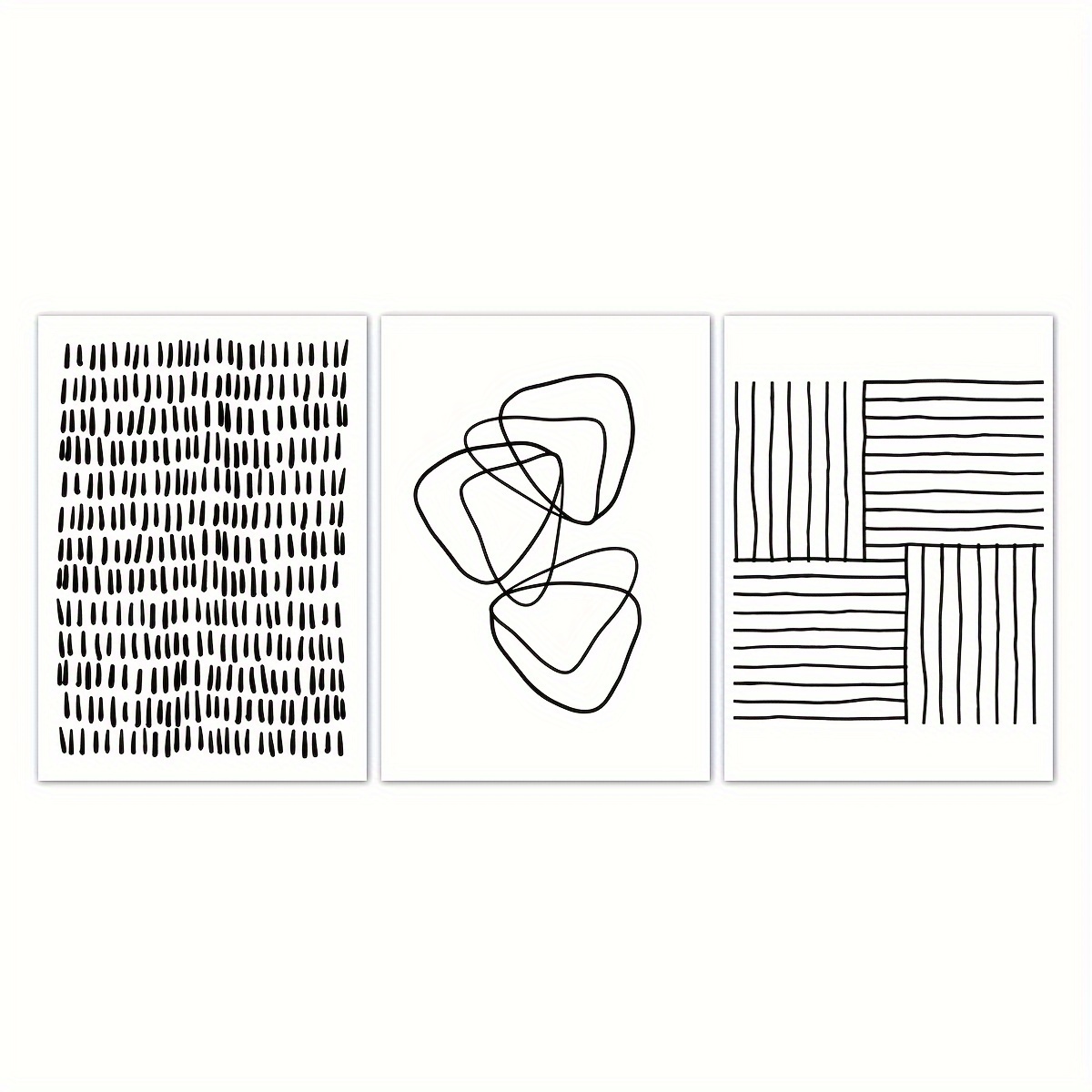 3'lü Set Siyah Beyaz Çizgili S - Abstract Canvas Set incelemesi ve fiyatı